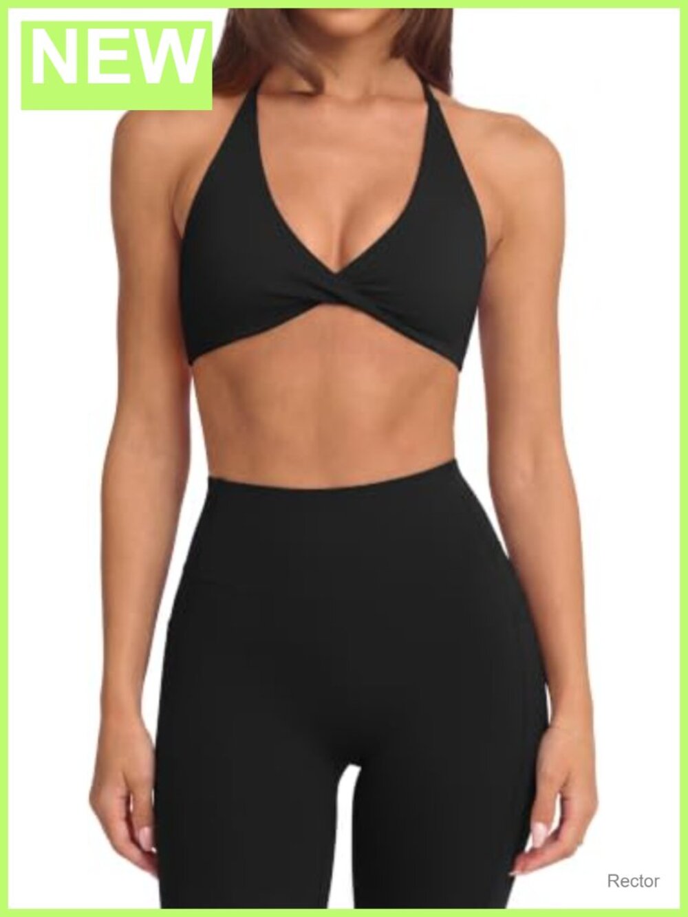 2 Piece Workout Set V Neck Sports Bra Leggings Nylon Elastane Yoga Gym